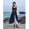 image:imageScarlet Darkness Women Double Layered Medieval Renaissance Fairy Maxi SkirtNavy