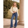 image:imageScarlet Darkness Women Off the Shoulder Crop Tops Long Sleeve Shirt BlouseApricot