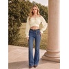 image:imageScarlet Darkness Women Off the Shoulder Crop Tops Long Sleeve Shirt BlouseApricot