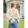 image:imageScarlet Darkness Women Off the Shoulder Crop Tops Long Sleeve Shirt BlouseApricot