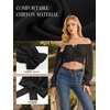 image:imageScarlet Darkness Women Off the Shoulder Crop Tops Long Sleeve Shirt BlouseBlack
