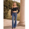 image:imageScarlet Darkness Women Off the Shoulder Crop Tops Long Sleeve Shirt BlouseBlack