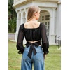 image:imageScarlet Darkness Women Off the Shoulder Crop Tops Long Sleeve Shirt BlouseBlack