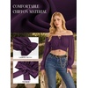image:imageScarlet Darkness Women Off the Shoulder Crop Tops Long Sleeve Shirt BlouseDeep Purple