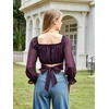 image:imageScarlet Darkness Women Off the Shoulder Crop Tops Long Sleeve Shirt BlouseDeep Purple