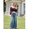 image:imageScarlet Darkness Women Off the Shoulder Crop Tops Long Sleeve Shirt BlouseDeep Purple