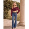 image:imageScarlet Darkness Women Off the Shoulder Crop Tops Long Sleeve Shirt BlouseRed