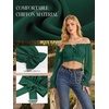 image:imageScarlet Darkness Women Off the Shoulder Crop Tops Long Sleeve Shirt BlouseVerdant Green