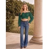 image:imageScarlet Darkness Women Off the Shoulder Crop Tops Long Sleeve Shirt BlouseVerdant Green