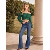 image:imageScarlet Darkness Women Off the Shoulder Crop Tops Long Sleeve Shirt BlouseVerdant Green