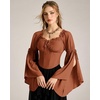 image:imageScarlet Darkness Women Renaissance Corset Bell Sleeve Off Shoulder TopsPumpkin Orange