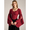 image:imageScarlet Darkness Women Renaissance Corset Bell Sleeve Off Shoulder TopsWine