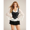 image:imageScarlet Darkness Women Renaissance Corset Tops Medieval Jacquard BustierSilver Black