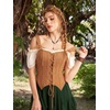 image:imageScarlet Darkness Women Renaissance Corset Tops Western Cowgirl OutfitsBrown Orange
