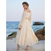 image:imageScarlet Darkness Women Renaissance Off Shoulder Split Sleeve Maxi DressApricot