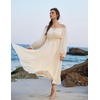 image:imageScarlet Darkness Women Renaissance Off Shoulder Split Sleeve Maxi DressApricot