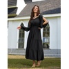 image:imageScarlet Darkness Women Renaissance Off Shoulder Split Sleeve Maxi DressBlack