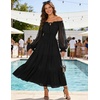 image:imageScarlet Darkness Women Renaissance Off Shoulder Split Sleeve Maxi DressBlack