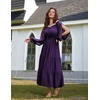 image:imageScarlet Darkness Women Renaissance Off Shoulder Split Sleeve Maxi DressDark Purple