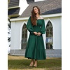 image:imageScarlet Darkness Women Renaissance Off Shoulder Split Sleeve Maxi DressForest Green