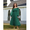 image:imageScarlet Darkness Women Renaissance Off Shoulder Split Sleeve Maxi DressForest Green