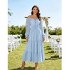 image:imageScarlet Darkness Women Renaissance Off Shoulder Split Sleeve Maxi DressLight Blue