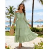 image:imageScarlet Darkness Women Renaissance Off Shoulder Split Sleeve Maxi DressLight Green