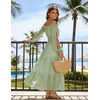 image:imageScarlet Darkness Women Renaissance Off Shoulder Split Sleeve Maxi DressLight Green