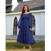 image:imageScarlet Darkness Women Renaissance Off Shoulder Split Sleeve Maxi DressNavy Blue
