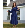 image:imageScarlet Darkness Women Renaissance Off Shoulder Split Sleeve Maxi DressNavy Blue