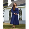 image:imageScarlet Darkness Women Renaissance Off Shoulder Split Sleeve Maxi DressNavy Blue