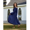 image:imageScarlet Darkness Women Renaissance Off Shoulder Split Sleeve Maxi DressNavy Blue