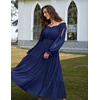 image:imageScarlet Darkness Women Renaissance Off Shoulder Split Sleeve Maxi DressNavy Blue