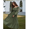image:imageScarlet Darkness Women Renaissance Off Shoulder Split Sleeve Maxi DressOlive Green