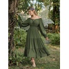 image:imageScarlet Darkness Women Renaissance Off Shoulder Split Sleeve Maxi DressOlive Green
