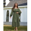image:imageScarlet Darkness Women Renaissance Off Shoulder Split Sleeve Maxi DressOlive Green