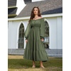 image:imageScarlet Darkness Women Renaissance Off Shoulder Split Sleeve Maxi DressOlive Green
