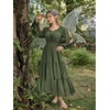 image:imageScarlet Darkness Women Renaissance Off Shoulder Split Sleeve Maxi DressOlive Green