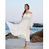 image:imageScarlet Darkness Women Renaissance Off Shoulder Split Sleeve Maxi DressWhite