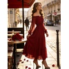 image:imageScarlet Darkness Women Renaissance Off Shoulder Split Sleeve Maxi DressWine