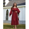 image:imageScarlet Darkness Women Renaissance Off Shoulder Split Sleeve Maxi DressWine
