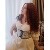 image:imageScarlet Darkness Womens Boned Renaissance Fairy Pirate Underbust Corset TopBeige Blue Floral