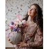 image:imageScarlet Darkness Womens Boned Renaissance Fairy Pirate Underbust Corset TopBeige Purple Floral
