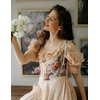 image:imageScarlet Darkness Womens Boned Renaissance Fairy Pirate Underbust Corset TopBeige Purple Floral