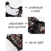 image:imageScarlet Darkness Womens Boned Renaissance Fairy Pirate Underbust Corset TopBlack Greenred Floral