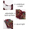 image:imageScarlet Darkness Womens Boned Renaissance Fairy Pirate Underbust Corset TopRed Flower Cluster