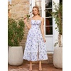 image:imageScarlet Darkness Womens Floral Corset Dress 2026 Summer Milkmaid SundressPurple and White Floral