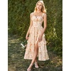 image:imageScarlet Darkness Womens Floral Corset Dress 2026 Summer Milkmaid SundressSunset Coral Floral
