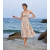 image:imageScarlet Darkness Womens Floral Corset Dress with Pockets for Summer SpringBeige Orange Floral