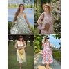 image:imageScarlet Darkness Womens Floral Corset Dress with Pockets for Summer SpringBeige Purple Floral